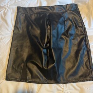 Elegant Black Faux Leather Skirt